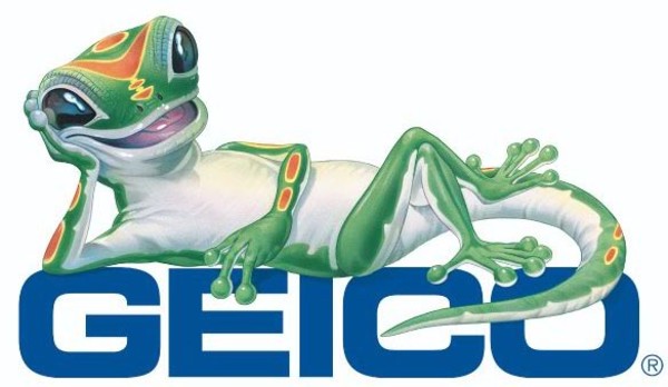 Логотип страховой компании Geico с рекламным персонажем - гекконом Gecko. 