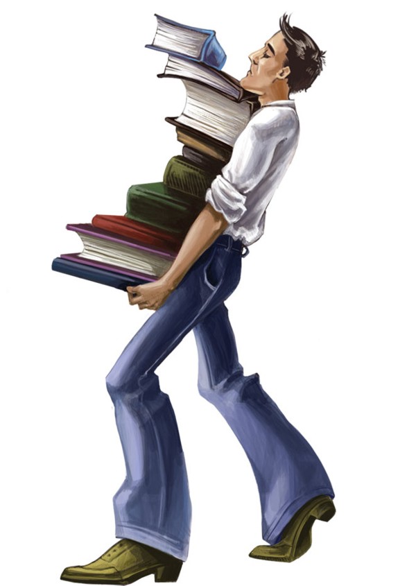 Читатель сидеть. Книга человек. Персонажи книг. Студент с книгами. Человек с кипой книг.